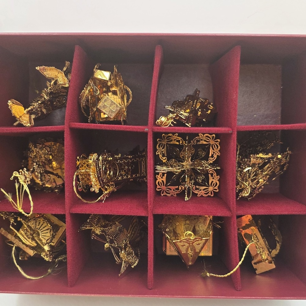 1997 Danbury Mint 23KT Gold Plated Christmas Ornament Collection Set 11 Box 3D - Picture 14 of 15